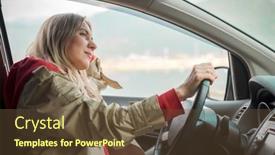  Presentation with health balance - Slide set having young-stylish-woman-driving-car background and a tawny brown colored foreground