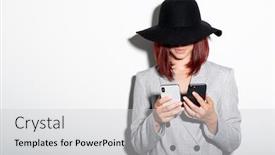  Presentation with black woman - Slide deck featuring young-stylish-woman-wearing-grey background and a light gray colored foreground