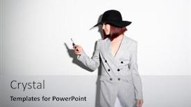  Presentation with black woman - Cool new theme with young-stylish-woman-wearing-grey backdrop and a light gray colored foreground