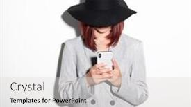  Presentation with black woman - Colorful PPT theme enhanced with young-stylish-woman-wearing-grey backdrop and a light gray colored foreground