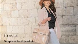  Presentation with fashion handbag - Beautiful presentation featuring young-stylish-woman-wearing-neutral backdrop and a soft green colored foreground