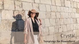  Presentation with plus size fashion model - Audience pleasing presentation theme consisting of young-stylish-woman-wearing-neutral backdrop and a mint green colored foreground