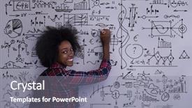  Presentation with african american meeting - PPT theme with young successful african american beautiful woman writes on a board meeting in a large modern office background and a gray colored foreground