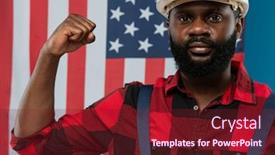  Presentation with african ethnicity - Presentation theme featuring young-successful-builder-of-african background and a tawny brown colored foreground