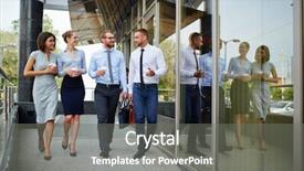  Presentation with young business people - Theme enhanced with young successful business people leaving background and a gray colored foreground