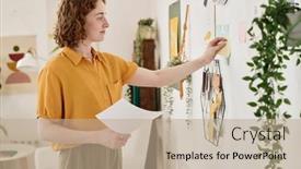  Presentation with successful - Theme enhanced with young-successful-businesswoman-with-document background and a coral colored foreground