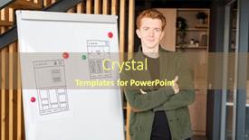  Presentation with developer - Audience pleasing slide deck consisting of young-successful-coach-or-mobile backdrop and a tawny brown colored foreground