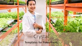  Presentation with agronomist - Slide deck with young-successful-female-researcher background and a coral colored foreground