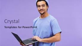  Presentation with blue swoosh abstract design - Presentation consisting of young-successful-student-or-designer background and a light blue colored foreground