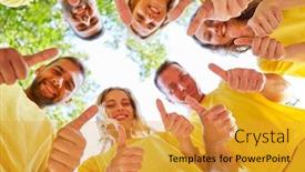 Presentation with teambuilding - Theme enhanced with young-successful-team-keeps background and a gold colored foreground
