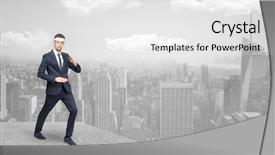  Presentation with karate - Audience pleasing slide set consisting of young suited karate trainer doing backdrop and a white colored foreground