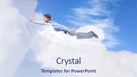  Presentation with super maris - Audience pleasing presentation consisting of young super businessman flying high backdrop and a  colored foreground