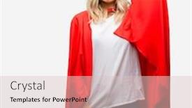  Presentation with hero woman - Cool new presentation design with young super hero woman wearing cape terrified and nervous expressing anxiety and panic gesture overwhelmed backdrop and a lemonade colored foreground