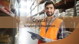  Presentation with retail - Colorful presentation enhanced with young supervisor with document making backdrop and a coral colored foreground