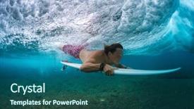  Presentation with ocean wave - Presentation theme consisting of young surfer make trick named background and a ocean colored foreground