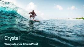  Presentation with active lifestyle - Slide set enhanced with young surfer rides the wave background and a ocean colored foreground