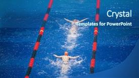  Presentation with swim - Slides having young swim team warming up background and a ocean colored foreground