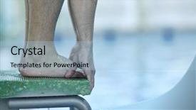  Presentation with pool lanes - PPT layouts featuring young swimmer on swim start background and a light blue colored foreground