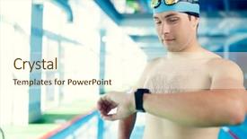  Presentation with timer - Presentation theme with young swimmer with timer background and a cream colored foreground