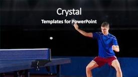  Presentation with sports table tennis - PPT layouts having young table tennis player at sports hall background and a wine colored foreground