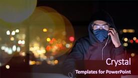  Presentation with computer hacker - Theme with young talented hacker using laptop background and a wine colored foreground