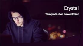  Presentation with computer hacker - PPT layouts featuring young talented hacker using laptop background and a black colored foreground