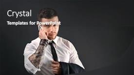  Presentation with dark - Presentation enhanced with young tattooed man posing on dark background background and a dark gray colored foreground