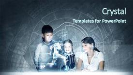  Presentation with anatomy - Audience pleasing presentation theme consisting of young teacher and kids backdrop and a tawny brown colored foreground