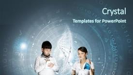  Presentation with chemistry - Presentation having young teacher and school boy at chemistry lesson background and a ocean colored foreground
