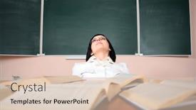  Presentation with teacher - Theme enhanced with young-teacher-woman-on-green background and a lemonade colored foreground