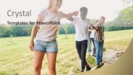  Presentation with trim - Colorful PPT theme enhanced with young-team-is-balancing backdrop and a light gray colored foreground