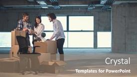  Presentation with young business people - Theme with young-team-of-business-people background and a coral colored foreground