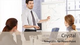  Presentation with team training - Slide deck having young team of businesspeople having background and a soft green colored foreground