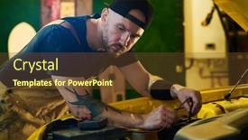  Presentation with digital multimeter - Presentation having young-technician-looking-at-numbers background and a tawny brown colored foreground