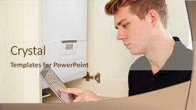  Presentation with boiler - Amazing presentation theme having young technician servicing a boiler backdrop and a lemonade colored foreground