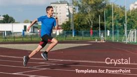  Presentation with running - Slide set consisting of young-teen-boy-running background and a tawny brown colored foreground