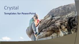  Presentation with teen girl - PPT theme with young-teen-girl-climbing-bouldering background and a sky blue colored foreground