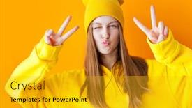  Presentation with teen girl - PPT theme consisting of young-teen-girl-wearing-yellow background and a  colored foreground