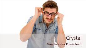  Presentation with teen - Amazing theme having young teen man hiding isolated on white backdrop and a lemonade colored foreground