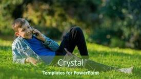  Presentation with child teen - PPT theme featuring young-teen-speaks-on-mobile background and a tawny brown colored foreground