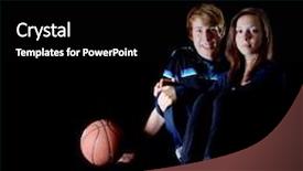  Presentation with teenage love - Amazing PPT theme having young teenage couple in love with a basketball next to them isolated over a black background backdrop and a black colored foreground