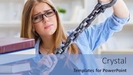  Presentation with worried female college student for health check up - Presentation design consisting of young-teenage-female-student-preparing background and a light blue colored foreground