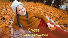  Presentation with multicolored autumn leaves orange yellow red - PPT theme having young-teenage-girl-is-lying and a tawny brown colored foreground