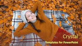  Presentation with forest beautiful spring nature - Presentation design enhanced with young-teenage-girl-is-lying background and a tawny brown colored foreground