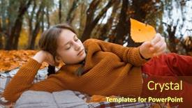  Presentation with forest beautiful spring nature - Theme enhanced with young-teenage-girl-is-lying and a tawny brown colored foreground