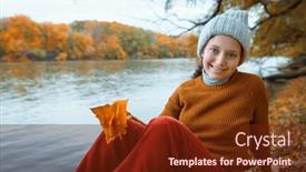  Presentation with teenage girl - Presentation theme featuring young-teenage-girl-posing and a tawny brown colored foreground