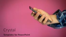  Presentation with color - Cool new PPT layouts with young-teenager-boy-hand-using backdrop and a coral colored foreground