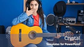  Presentation with music classic - Theme having young-teenager-girl-playing-classic background and a  colored foreground