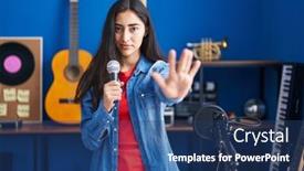  Presentation with african american teenager girl - Presentation having young-teenager-girl-singing-song background and a ocean colored foreground
