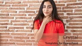  Presentation with infection - Slide deck with young-teenager-girl-standing-over background and a coral colored foreground